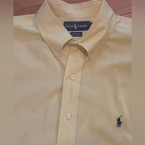 Ralph Lauren Yarmouth Long Sleeve Button-Down Dress Shirt Mens 17  34 Yellow